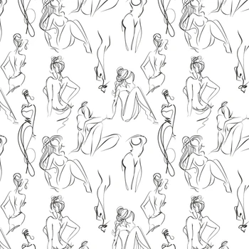 Секси женски черно и бяло тяло линия самозалепващи тапети водоустойчив предварително залепени тапети за спалня баня домашен декор