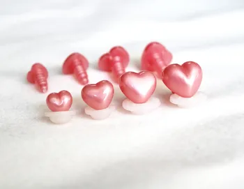 20pcs 10mm 13mm 15mm 17mm розово сърце форма пластмасови безопасност играчка носове с шайба за DIY кукла констатации