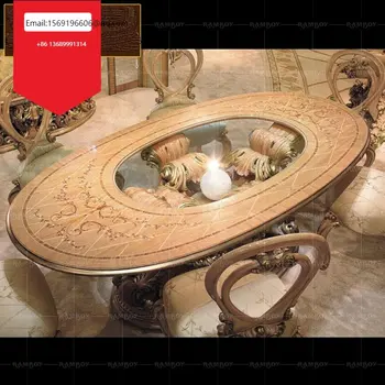 италиански стил трапезна маса и стол комбинация вила ресторант овална маса за хранене френски висок клас масивно дърво маса за хранене