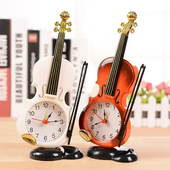 Уникален кварцов будилник реколта часовник домашен офис декор мини нощно бюро цигулка будилник студентски фестивал подаръци ръчно изработени