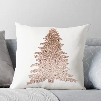 Искрящо розово злато Коледно дърво Хвърли възглавница калъфки за възглавници Коледни орнаменти 2024 Възглавници за спане