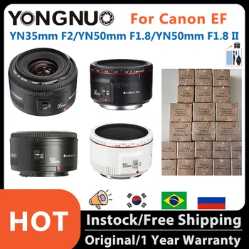 YONGNUO YN35mm F2 YN50mm F1.8 II Обектив за монтиране на Canon EF Автофокус, пълен кадър, стандартен основен обектив за DSLR фотоапарат