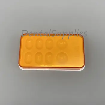 10 комплекта стоматологични синтетични акрилни смоли зъби засенчване светлина съхранение кутия цвят тонизиране инструмент защита случайкомпозитни смола оранжево