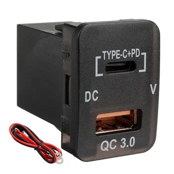 Car Type-C + PD QC3.0 зарядно устройство Dual USB адаптер табло гнездо волтметър за Toyota Camry Landcruiser Prado