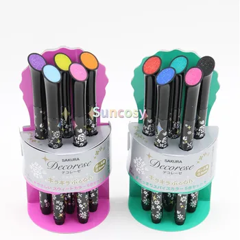 Sakura Db206 заслепяващ цветен комплект писалки, стерео флаш писалка, DIY ръчно рисувана светкавица, стерео писалка 0.6mm, за маркери за четки за деца