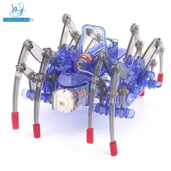 Spider Robot DIY Технологични малки производствени изобретения Електрически пълзящи науки Сглобяване на играчки Материал Подарък