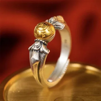 YS Manjushri's Wisdom Eye Pure Handmade Art Retro Style Мъжки и дамски пръстени с дизайн на жива уста