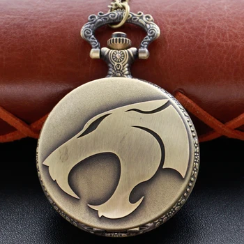 Реколта пантера модел джобен часовник бронз мода арабски цифров огърлица висулка верига мъжки и дамски подарък