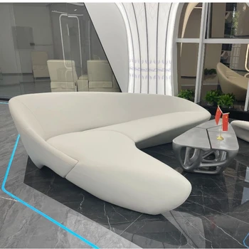 Nordic фибростъкло дизайнер модерна светлина луксозен ъгъл извити хол вила форма седалка диван стол