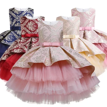 2022 Лято бебе момиче инфантилна дантела принцеса Туту рокля Детски рокли за момичета облекло Ретро бродерия парти Рокля за рожден ден