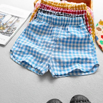 Kid Boys Girls Shorts Summer Casual Kids Cotton Plaid Pant Girls Short Beach Pants For 3-10 Year Детски дрехи