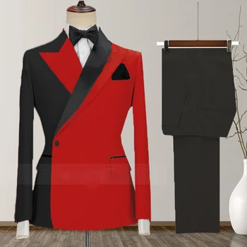 Професия Мъжки костюм Яке Бизнес костюм Яке Две части Blazer панталони Снаждане дизайн мода бутик случайни за сватба
