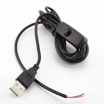 2pin 5V 12V USB удължителен кабел конектор захранващ контролен кабел LED чипове светлина включване / изключване Превключвател Електрически проводник За лента Осветление o1
