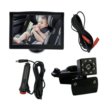 HD Бебешка камера за обратно виждане LCD дисплей 5-инчов резервен фотоапарат Dash Cam Baby Monitor Инфрачервено нощно виждане 8 LED ъгъл на изглед 150 градуса