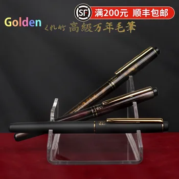 Kuretake DW141-50 четка писалка, писалка, истинска коса, костенурка, злато. Четка тип писалка, която е удобна за носене.