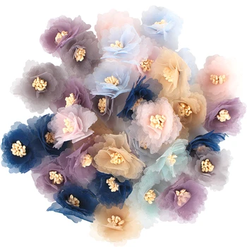10/20PCS многоцветен копринен цвете изкуствен ръчно изработен скрапбук занаят 2.5/3/4см DIY декорации декор обувки шапка шапки аксесоари