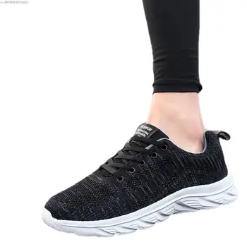 Мъже бягане ходене плетени обувки жени ежедневни маратонки дишаща спорт атлетичен фитнес лек DDA
