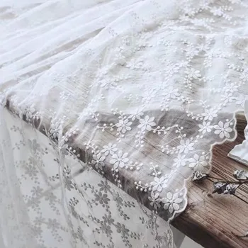 Реколта окото издълбани пикник кърпа френски бяла дантела покривка декоративни покривка за фотография фон кърпа