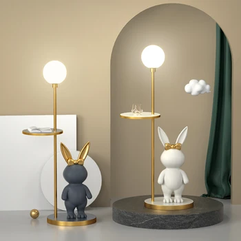 Nordic Подови светлини Модерна мода Led заек подова лампа за хол Настолни лампи за кафе Детска стая Спалня до светлина