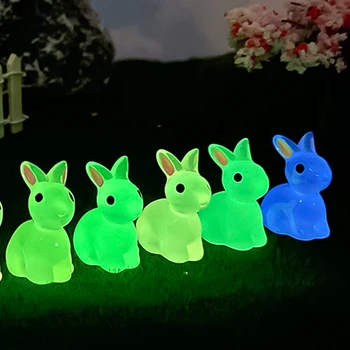 карикатура светещ заек мини орнамент смола зайчета фигурка градина пейзаж занаяти подаръци домашна стая настолни декорации
