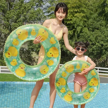 90 Прозрачен плувен пръстен блясък басейн плувки водни спортове парти надуваеми басейн плувка момиче плувен аксесоар