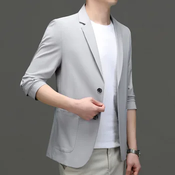 3010-R--Хонг Конг стил летен ретро печат с къс ръкав Персонализиран костюм мъжки див свободен тенденция състрадателен