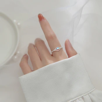 Finger пръстен 925 стерлинги сребърен дизайн лунен камък пръстени жени пръстен adjuatable бижута мода корейски