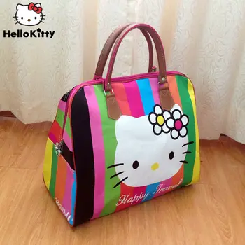 Sanrio Hello Kitty Colorful PU пътуване голяма пазарска чанта Y2k жени нови преносими сладък карикатура цип пътуване чанта голям капацитет багаж чанта