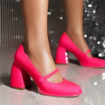 Безплатна доставка Оферта Помпи Токчета Mary Janes висок ток 2023 нов елегантен лукс парти плюс размер 40-43 черен офис дамски обувки