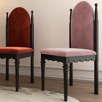 френски луксозен дизайнерски стол за хранене по поръчка кадифе мека възглавница трапезни столове масивно дърво стол с висока облегалка мебели за трапезария GM