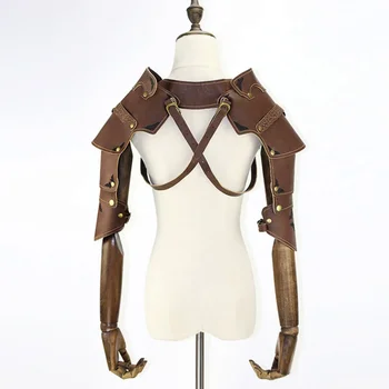 Стиймпънк рамо броня броня жена мъж ретро механична предавка средновековна кожа шал костюм косплей аниме аксесоар подпора