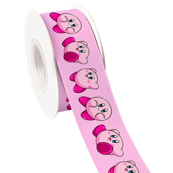 Grosgrain сатенена панделка за опаковане на подаръци японски аниме розови карикатура дизайни отпечатани коса лък занаятчийски аксесоар 50 ярда