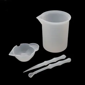 4Pcs Многократна употреба миеща се силиконова смола смесване измерване разделени чаши инструменти комплект пръчки лъжица UV епоксидна смола бижута инструменти