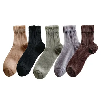 5 чифта сладка плътен цвят дантела прозрачна дишаща класическа лятна дамски чорапи случайни чорапи средна тръба