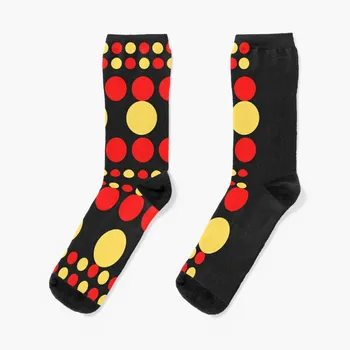 Многоцветни полка точки - червено жълто черно Фонови чорапи Катерене движещи се чорапи Дамски чорапи Мъжки