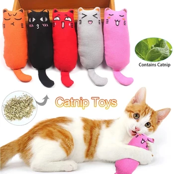 Котка играчка с коча билка Плюшени котешки играчки за котенца зъби смилане палеца възглавница дъвчене играчка нокти палеца хапка домашни любимци
