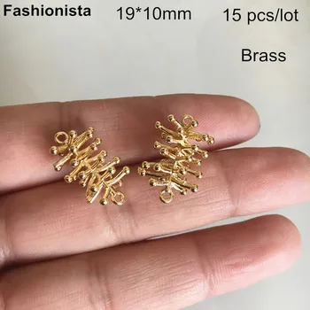  15 бр. 19 * 10 мм месингови конектори за борови конуси, златни 3D конектори за шишарка за изработка на бижута, сладка месингова филигранна връзка