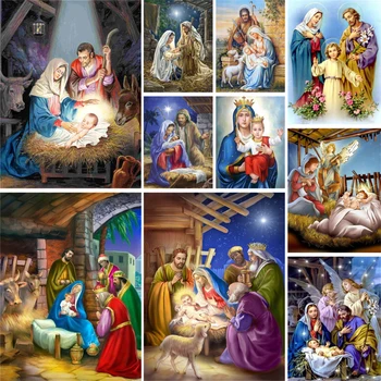 Религия Дева Мария и Исус Кръстат бод пълен комплект бродерия занаятчийски ръкоделие живопис хоби стая декор пакет на едро