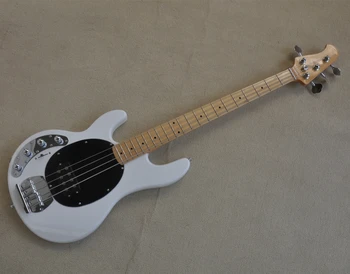 Flyoung 4 струни лява ръка бяла електрическа бас китара с хромиран хардуер, Humbucker пикапи, оферта персонализиране
