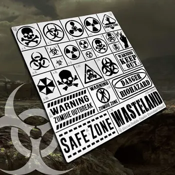 Wasteland/Zombie/Bio Hazard Warning Leakage Spray Шаблон шаблон Airbrush Tool