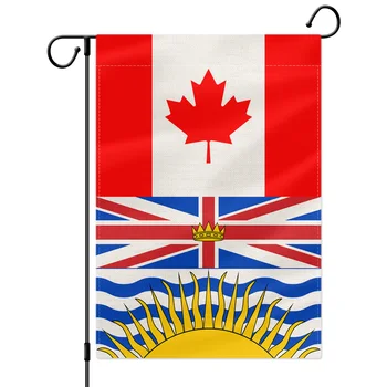 PTEROSAUR Канада и Британска Колумбия Градинско знаме, 12.5x18 инча Вертикално двустранно малко канадско знаме за стая на открито декор