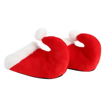 1 чифт коледни Санта чехли празнични червени анимационни обувки прекрасни очарователни чехли на Дядо Коледа