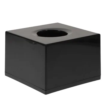 Държач за тъканна кутия Квадратна тъканна кутия Капак Диспенсър за тъкани Кутия за баня Баня Суета Плот (Черен)