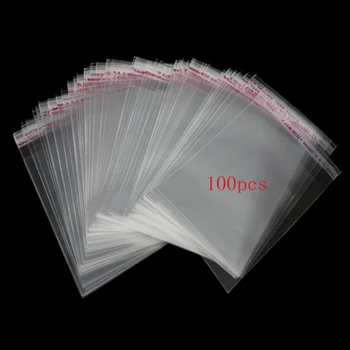  100ps ясни самозалепващи се партиди DIY бижута печат пластмасови торбички 8x12cm 3.1 