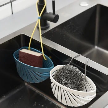 Кухненска кърпа за чинии Гъба за съхранение на чанта Държач за сапунена мивка Преносима кухня Баня Висяща дренажна чанта Инструмент за съхранение на кошница с въже