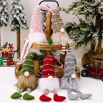 Шведски ръчно изработени плюшени гноми Коледа дълъг крак Gnome Начало празник декор орнаменти Нова година Коледа подарък пълнени гноми