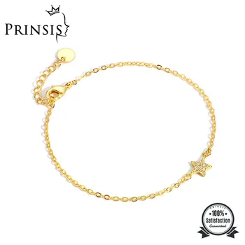 PrinSis темперамент мода златен цвят лъскави звезди гривна сладък циркон гривна гривна за жени момичета модерен бижута P146