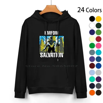 Спасение от супер войник Чист памучен пуловер с качулка 24 цвята Kmfdm Индустриални текстове на песни Министерство на музиката Фронт 242 Muse Goth