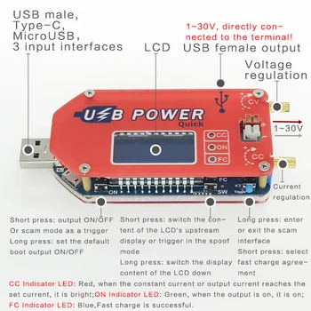 DP3A Цифров дисплей USB регулируем захранващ модул DC 1-30V 15W QC 2.0 3.0 FCP Бързо зареждане 12v 24v лабораторно захранване