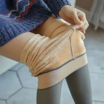 Секси руно безшевни тънки чорапи топли чорапогащници термични чорапогащи зимни сгъсти полупрозрачни еластични